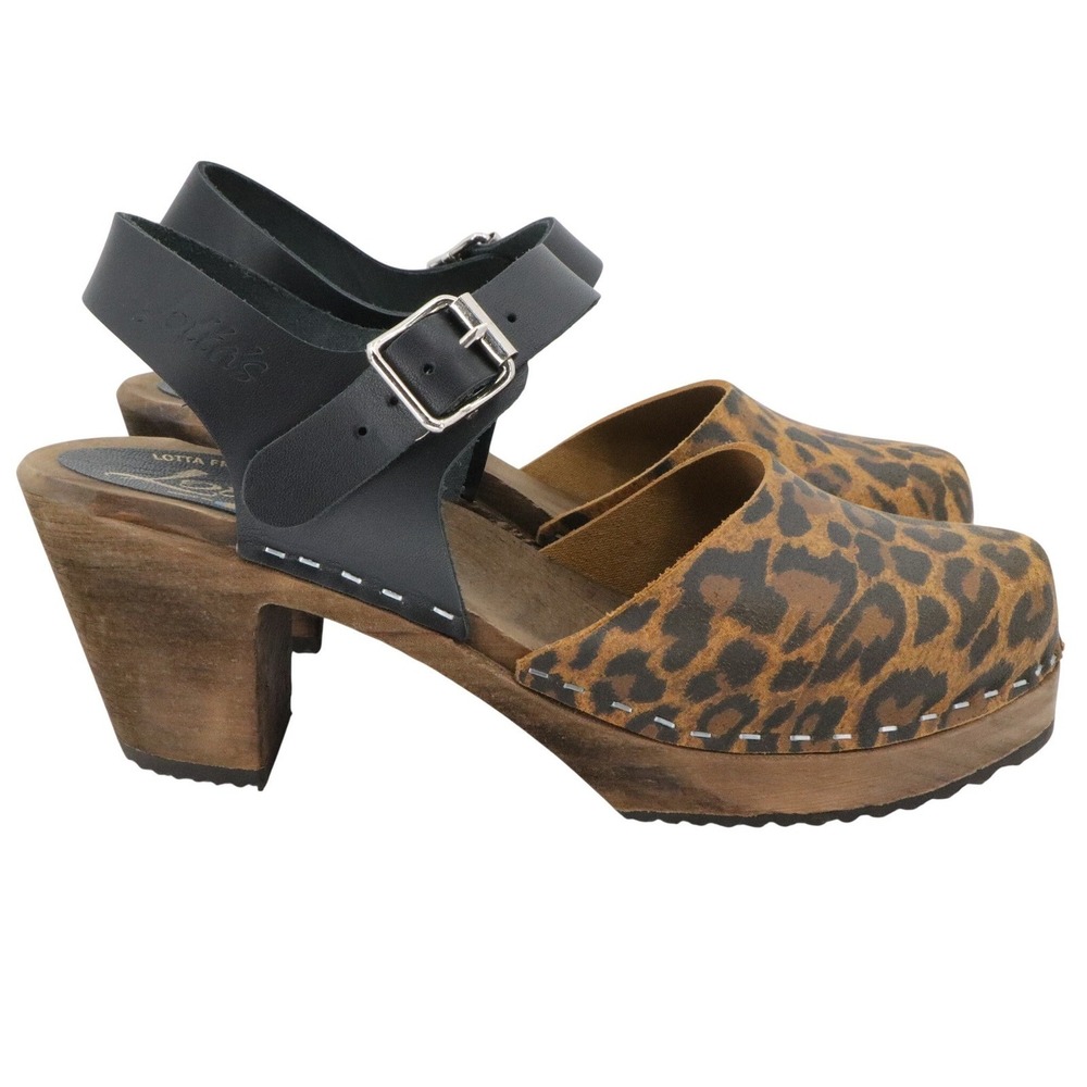 Lotta From Stockholm Leopard Print Highwood Heel Clogs Slingback Size 38 - Picture 2 of 7